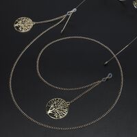 Gold-colored metal non-slip chain, with pendant tree of life, for glasses and masks GL769