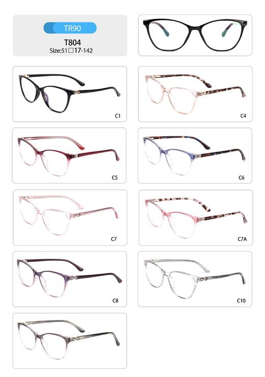 Plastic TR90 frame for women with spring hinges T804-DA