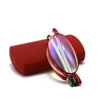 Очки металлические складные для чтения 5107 с защитой Blue ray cut с футляром, диоптрии от +1.00 до +4.00, РМЦ=62-64