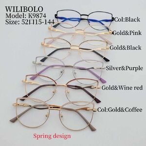 Metal ultrathin women's frames with spring hinges Wilibolo K9874