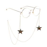 Gold-colored metal non-slip chain, with pendant star, for glasses and masks GL824