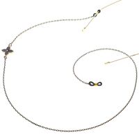 Металлическая нескользящая цепочка черного цвета, с цветком клевера, для очков и масок GL091