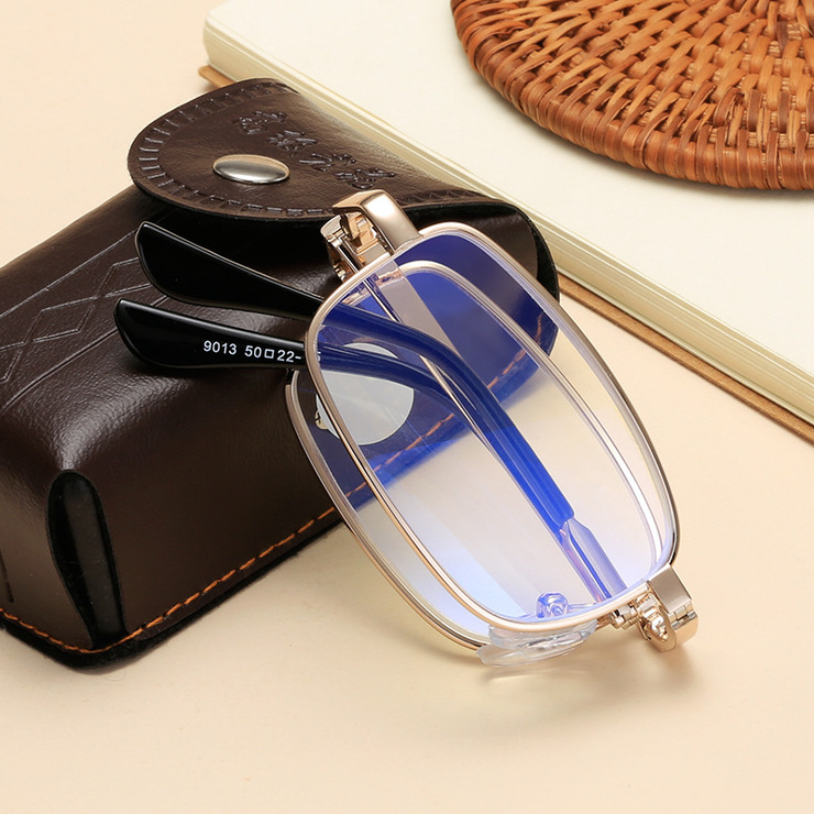 Очки металлические складные для чтения KY9013 с защитой Blue ray cut, диоптрии от +1.00 до +4.00, РМЦ=62-64