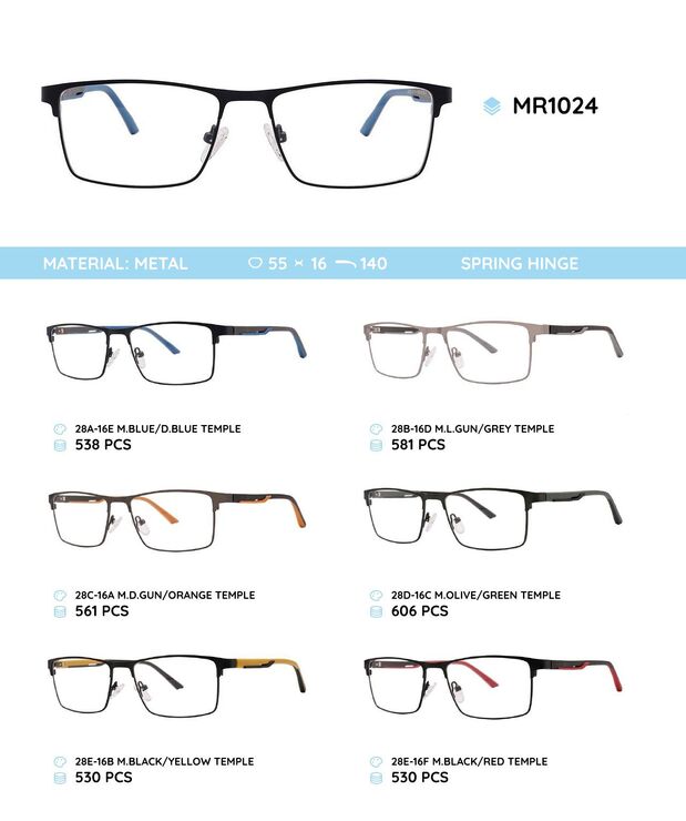 Металлическая оправа с дужками из материала TR-90 со встроенным флексом MR1024