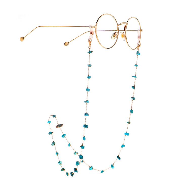 Metal non-slip chain gold, with natural turquoise, for glasses and masks GL996