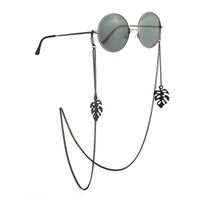Black-colored metal non-slip chain, with pendant leaves, for glasses and masks GL887