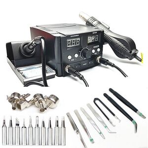 Soldering station 2 in 1, electric soldering iron + construction hair dryer (hot air gun) 8582D
