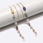 Металлическая нескользящая цепочка золотого цвета, с цветными прямоугольниками и жемчугом, для очков и масок GL1728