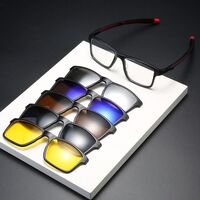 TR90/PC plastic frame + 5 polarized sun protection magnet clip-on set + leather bag El Dorado EL2505A