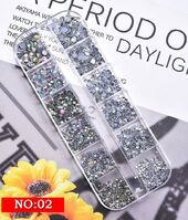 Set of rhinestones with a flat bottom for decorating frames and glasses, 13 types (price per package, minimum order - 3 packs)