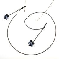 Black-colored metal non-slip chain, with pendant LOVE, for glasses and masks GL791