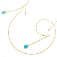 Металлическая нескользящая золотая цепочка, с бирюзовой подвеской, для очков и масок GS020