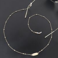 Gold-colored metal non-slip chain, with pendant Believe and beads, for glasses and masks GL386