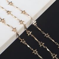 Gold-colored metal non-slip chain, with copper star, for glasses and masks GL745