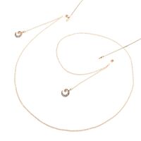 Gold-colored metal non-slip chain, with pendant star and moon with rhinestone, for glasses and masks GL821