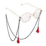 Металлическая нескользящая цепочка черного цвета, с подвеской красная кисточка, для очков и масок GL755