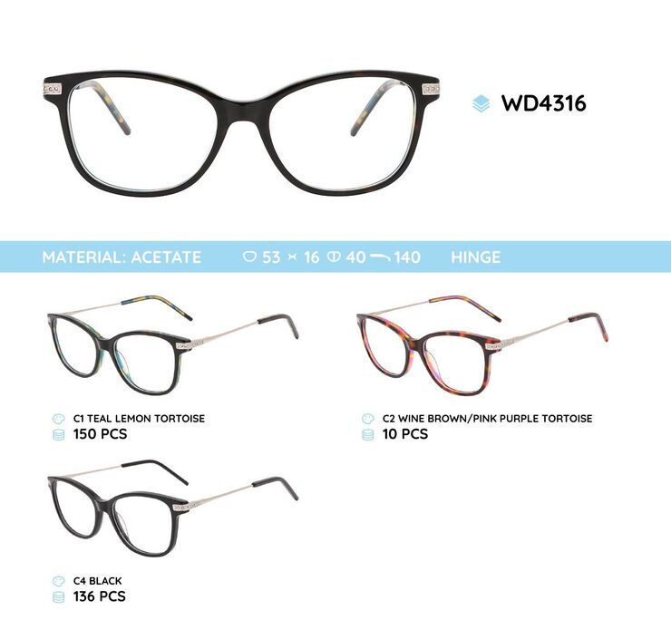 Plastic acetate eyeglasses frame WD4316