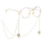 Gold-colored metal non-slip chain, with pendant kitten, for glasses and masks GL247