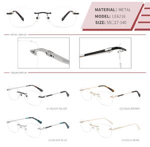 Metal rimless on screws frame for women with spring hinges LE6216-DA