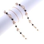 Gold-colored metal non-slip chain, with pearl and crystal, for glasses and masks GL852