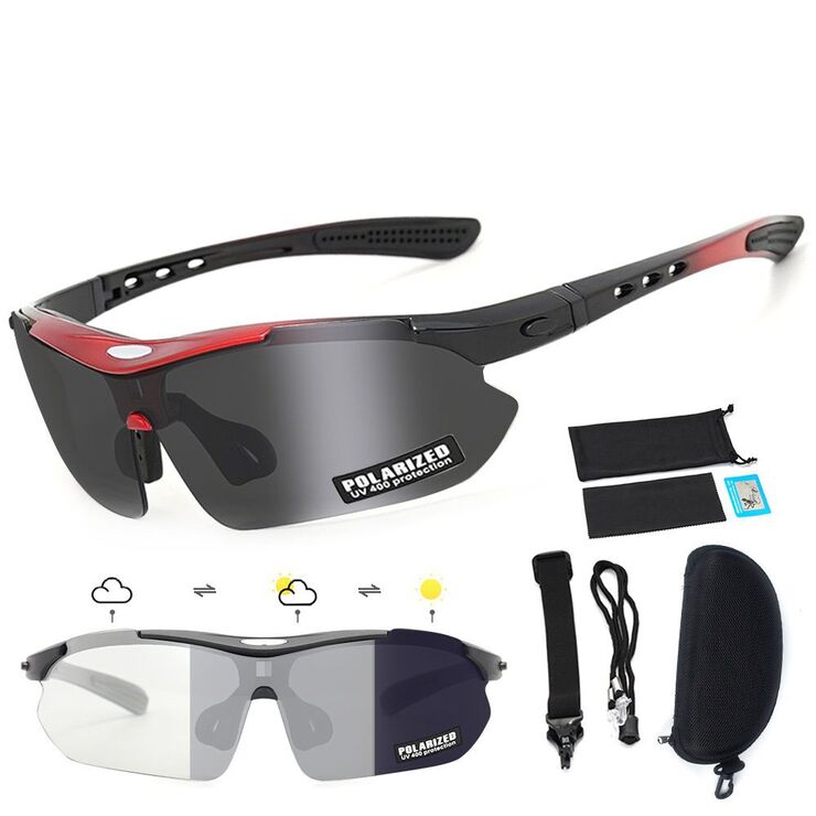 Safety shockproof tactical polarized photochromic goggles, 3-lens set, 0923-1-DX