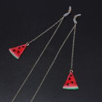 Gold-colored metal non-slip chain, with pendant watermelon, for glasses and masks GL546