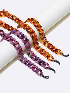 Set of two acrylic glasses chain with leopard print and purple GM078