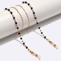 Gold-colored metal non-slip chain, with black crystal, for glasses and masks GL1587