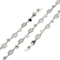Metal non-slip chain, with crown and star, for glasses and masks GS058