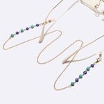 Металлическая нескользящая цепочка золотого цвета, с бирюзовыми бусинами и глазами, для очков и масок GL1735