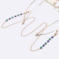 Металлическая нескользящая цепочка золотого цвета, с бирюзовыми бусинами и глазами, для очков и масок GL1735