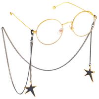 Black-colored metal non-slip chain, with pendant star, for glasses and masks GL405