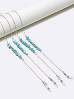 Set of two gold glasses chain with black and white pearls GM116