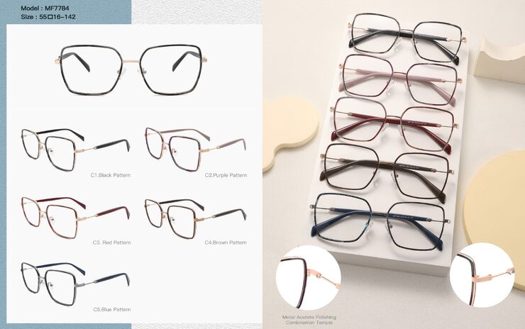 Plastic acetate frame for women, combined with metal Big City MF7784