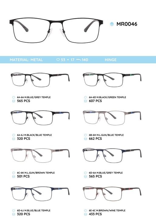 Metal frame with temples made of TR-90 material MR0046