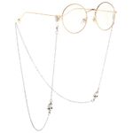 Silver-colored metal non-slip chain, with skull, for glasses and masks GL063