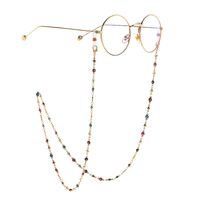 Gold metal non-slip chain, with colored eyes and star, for glasses and masks GL984