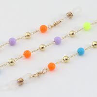 Gold-colored metal non-slip chain, with round beads gold and jelly colors, for glasses and sweater GL987
