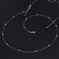 Gold-colored metal non-slip chain, with copper and pearl beads, for glasses and masks GL519