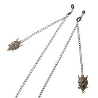Bronze-colored metal non-slip chain, with owl pendant, for glasses and masks GL200