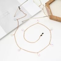 Gold-colored metal non-slip chain, with teadroop crystal, for glasses and masks GA043