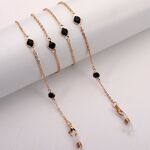 Металлическая нескользящая цепочка золотого цвета, с черными кристаллами, для очков и масок GL1882