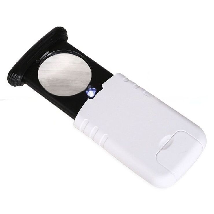 Folding magnifier with universal backlight 93708-XX, dimensions: ⌀37 mm. Magnification: 8Х