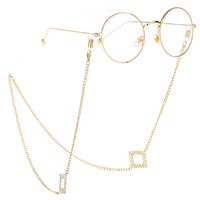 Gold-colored metal non-slip chain, with pendant square, for glasses and masks GL239