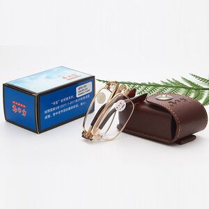 Folding metal reading glasses QFA-151 with case, diopters from +1.00 to +4.00, RMC=62-64