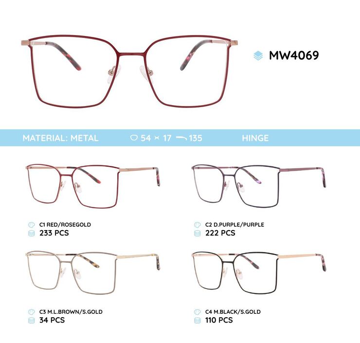 Metal women's frame for glasses MW4069