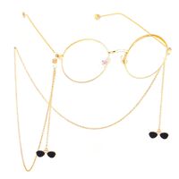 Gold-colored metal non-slip chain, with pendant sunglasses, for glasses and masks GL529