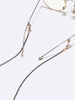 Set of two metal glasses chain with acrylic pink cracked beads GM154