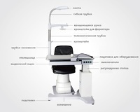 Ophthalmologist workstation, combined table + chair C-200A, tabletop 880*500 mm