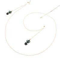 Gold-colored metal non-slip chain, with pendant cactus, for glasses and masks GL810